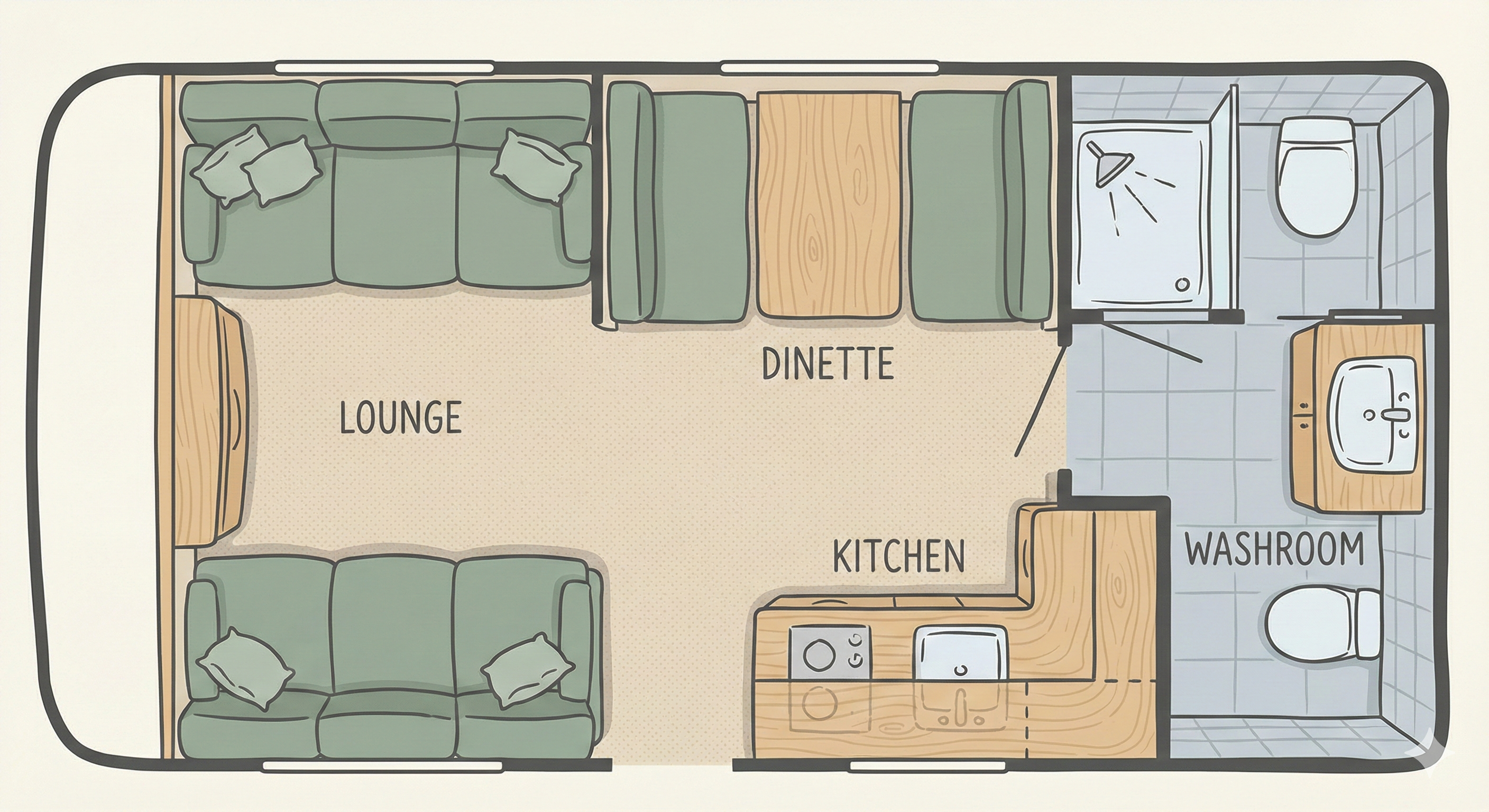 End Washroom + Dinette floorplan